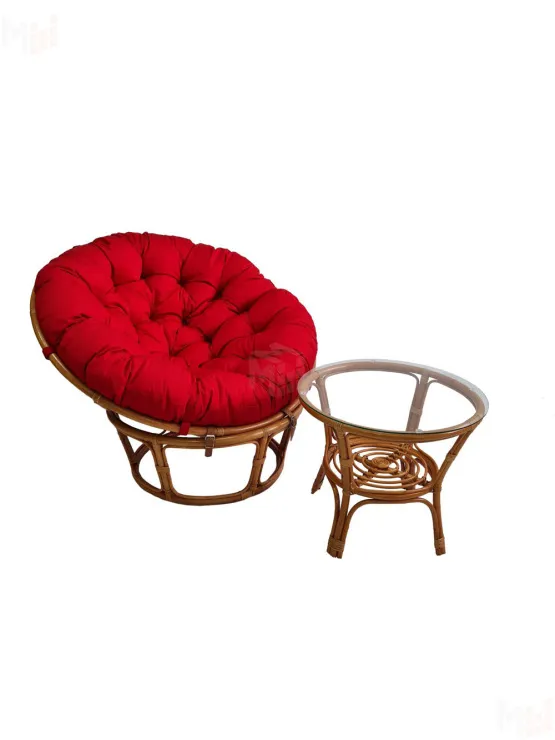 Кресло Папасан 23/01 с красной подушкой