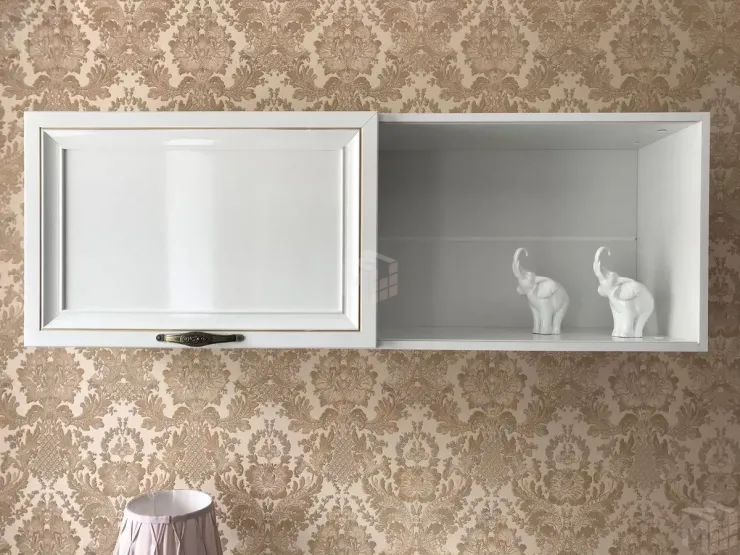 Полка навесная книжная Натали белый глянец