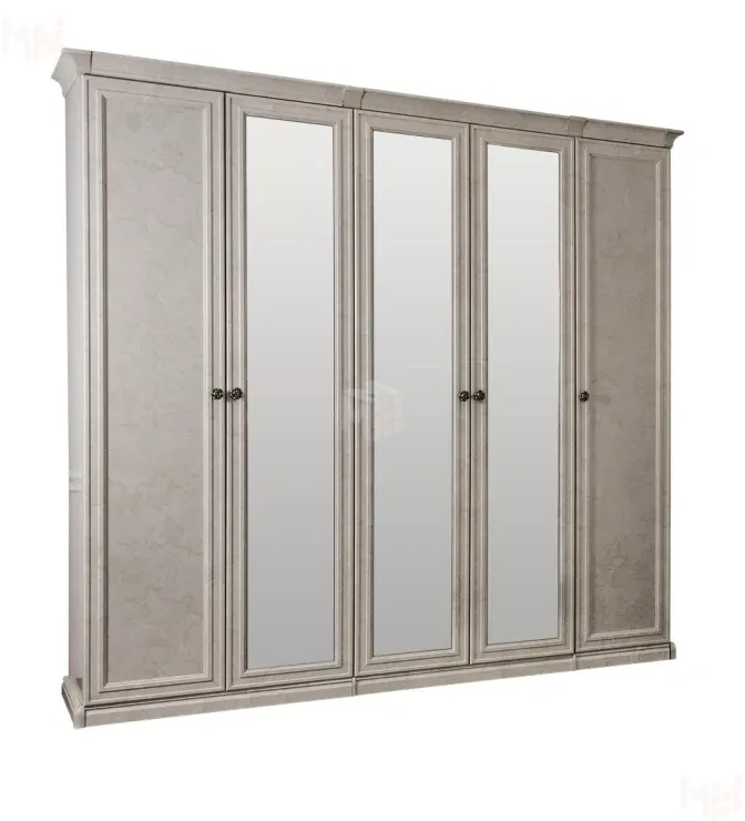 Шкаф Афина 5-дверный (2+1+2) с зеркалом крем корень