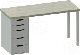 Стол письменный Ингар 2/5Т  дуб беленый / белый