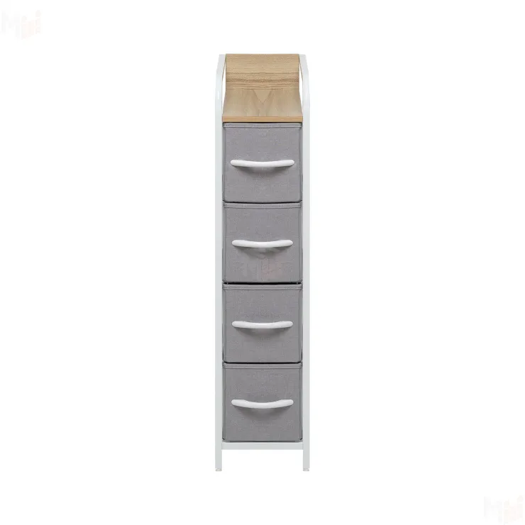 Комод Leset Ноа 4 ящ. узкий (Белый/Светло-серый/Клён)