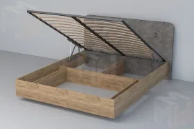 Кровать 031 Эго Дуб Крафт Золотой/Стальной Серый (Пуговицы) ПМ 1600х2000