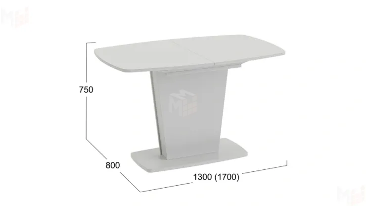 Стол раздвижной «Честер» Тип 2 Белый, Стекло белый глянец (оптивайт)