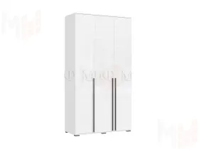 Шкаф Норд 3-х створчатый с антресолью (белый/белый глянец)