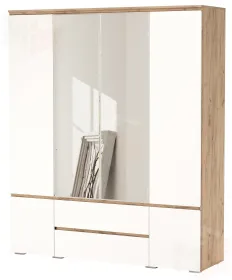  Шкаф ГРЕТТА 6С2Я с зеркалом Дуб Крафт золотой-Белый