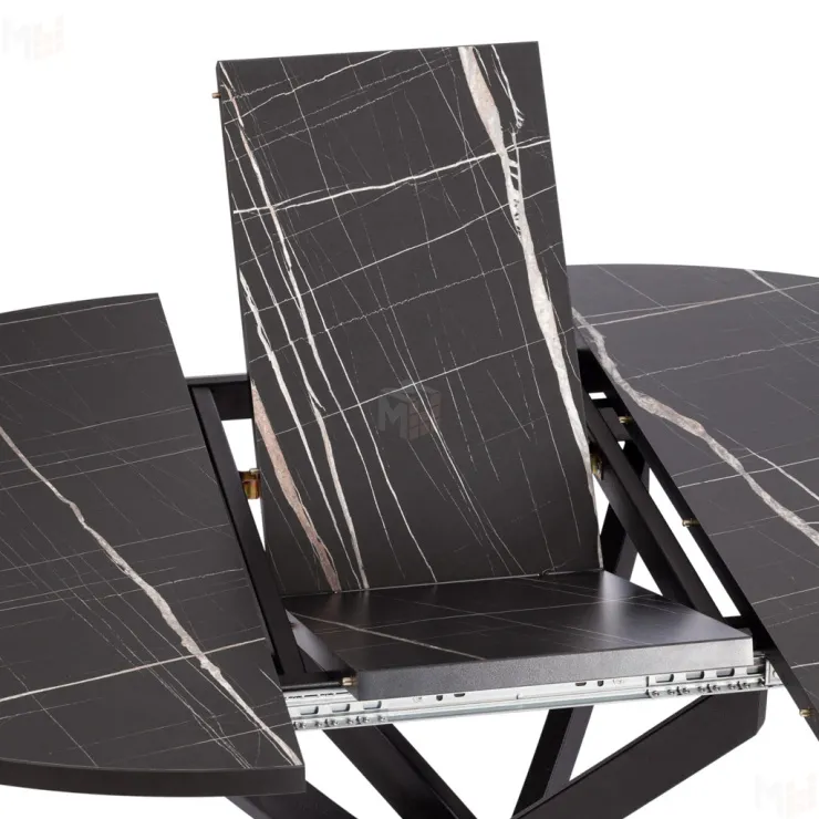 Стол MANZANA раздвижной Мрамор чёрный/чёрный