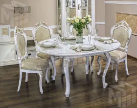 Столовая Натали белый глянец с круглым столом