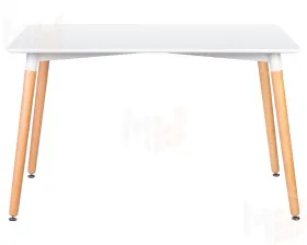 Стол обеденный DOBRIN SERRA WIDE (ножки светлый бук, столешница белая)