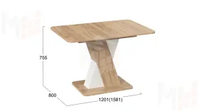 Стол обеденный раздвижной Люксембург Тип 3  Дуб Крафт золотой, Белый