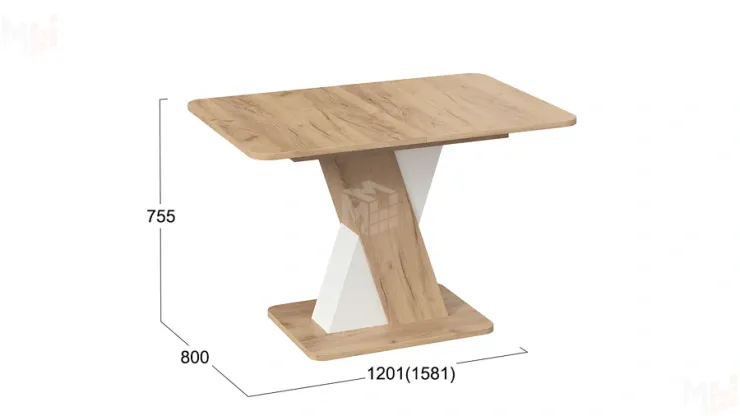 Стол обеденный раздвижной Люксембург Тип 3  Дуб Крафт золотой, Белый