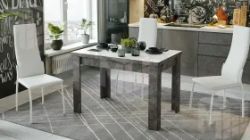 Стол обеденный Норман тип 1 Ателье темный, Стекло Белый глянец