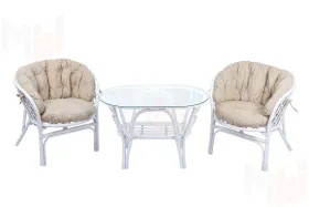 Комплект Багама Дуэт с бежевыми подушками и овальным столом