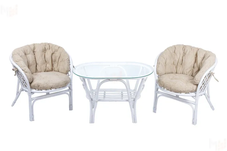 Комплект Багама Дуэт с бежевыми подушками и овальным столом