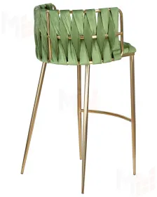 Стул барный DOBRIN EMMA GOLD (зеленый велюр (VF-08))
