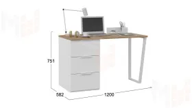 Стол письменный с тумбой универсальной Порто - СМ-393.15.011 Белый