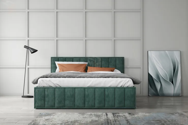 Мягкая кровать Лана 1,8 с подъемным механизмом (зеленый велюр)