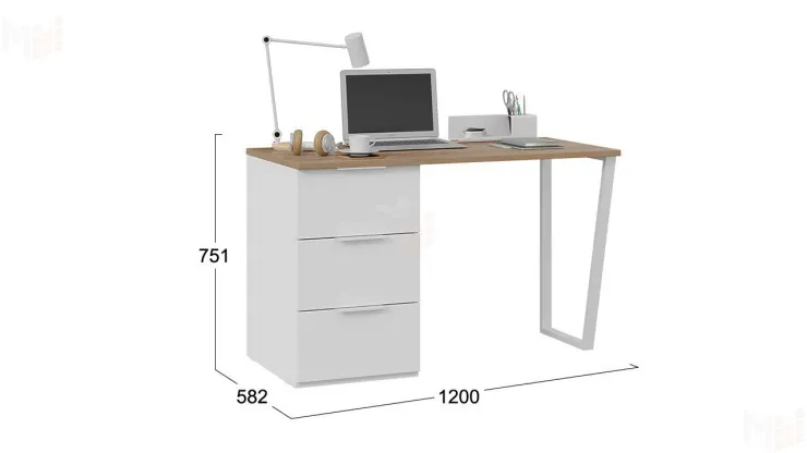 Стол письменный с тумбой универсальной Порто - СМ-393.15.011 Белый