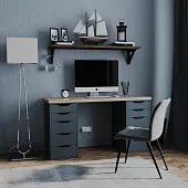 S01170 Ингар 2/55 стол письменный 140x75x55, дуб беленый/серо-бирюзовый