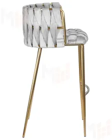 Стул барный DOBRIN EMMA GOLD (светло-серый велюр (135-37))