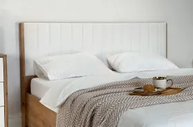 Кровать Адам с подъемным механизмом 160х200 дуб крафт золотой/белый (экокожа)