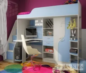 Кровать-чердак Фанки Кидз 15 + лестница-комод 13/8СВ