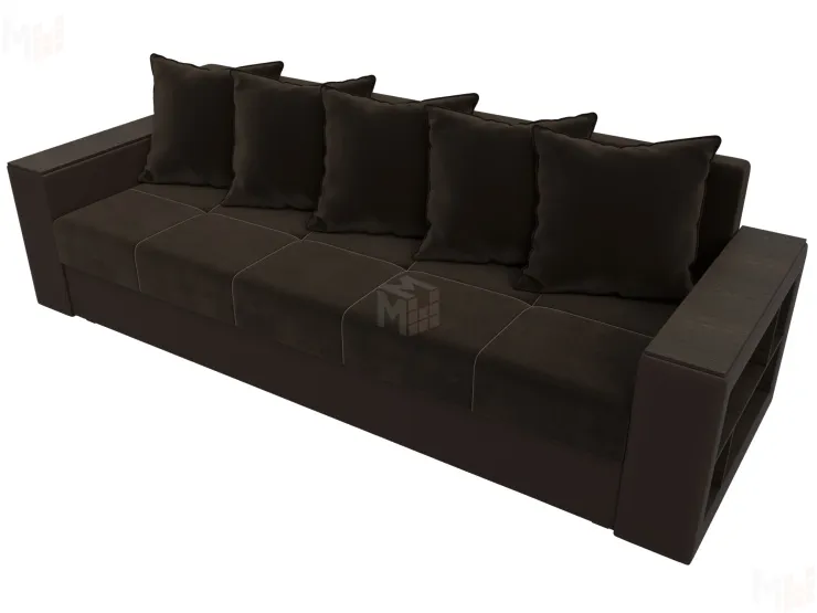 Диван прямой Дубай Лайт полки справа ( Коричневый )