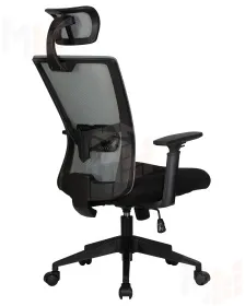 Офисное кресло для персонала DOBRIN NIXON (чёрный, серая сетка)