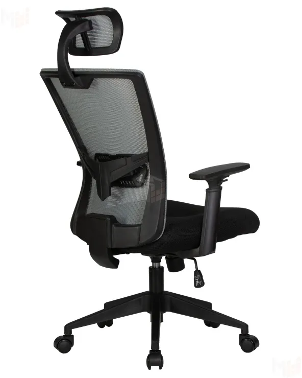 Офисное кресло для персонала DOBRIN NIXON (чёрный, серая сетка)