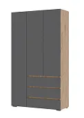 Шкаф 3х створчатый Хелен ШК 06  дуб крафт золото - серый графит