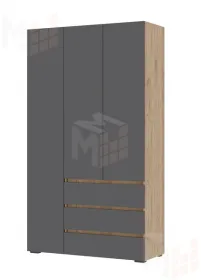 Шкаф 3х створчатый Хелен ШК 06  дуб крафт золото - серый графит