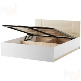 Кровать КР-1400 Беатрис с ПМ + ортопед. осн Сонома-Белый глянец