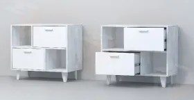 Тумба Т-1 на ножках Эго Бетон Светлый/Белый Глянец