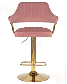 Стул барный DOBRIN CHARLY GOLD (розовый велюр (MJ9-32))