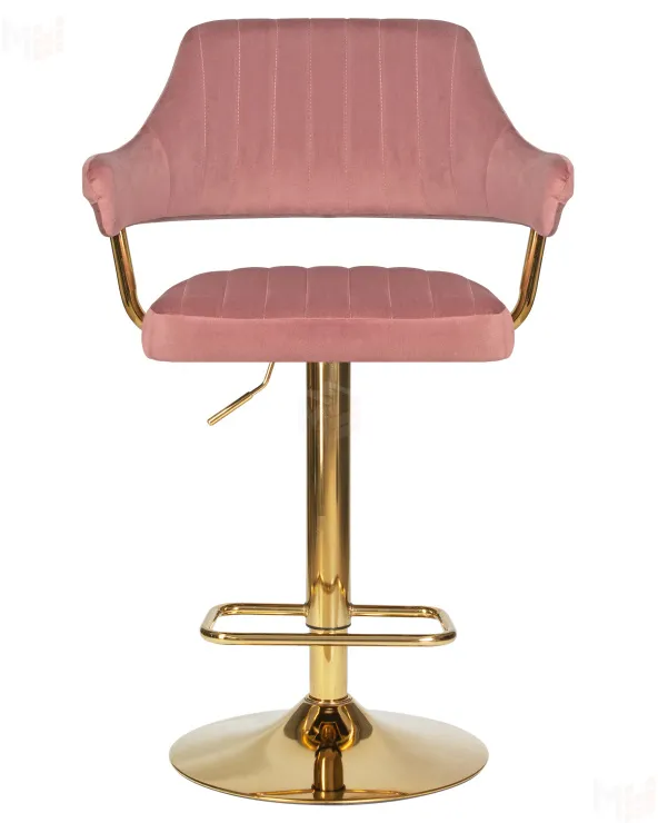 Стул барный DOBRIN CHARLY GOLD (розовый велюр (MJ9-32))