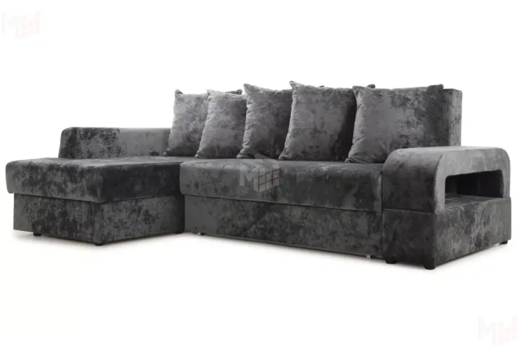 Диван угловой Марго Серый Левый Велюр