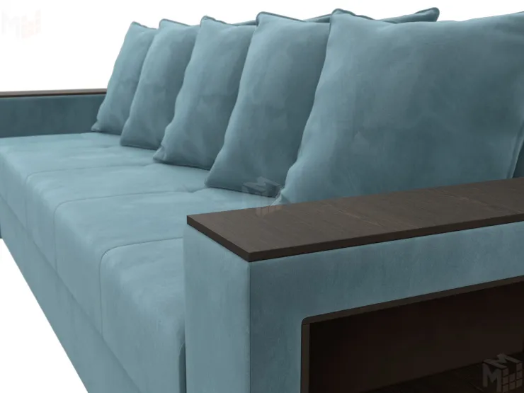 Диван прямой Дубай Лайт полки справа ( Бирюзовый )