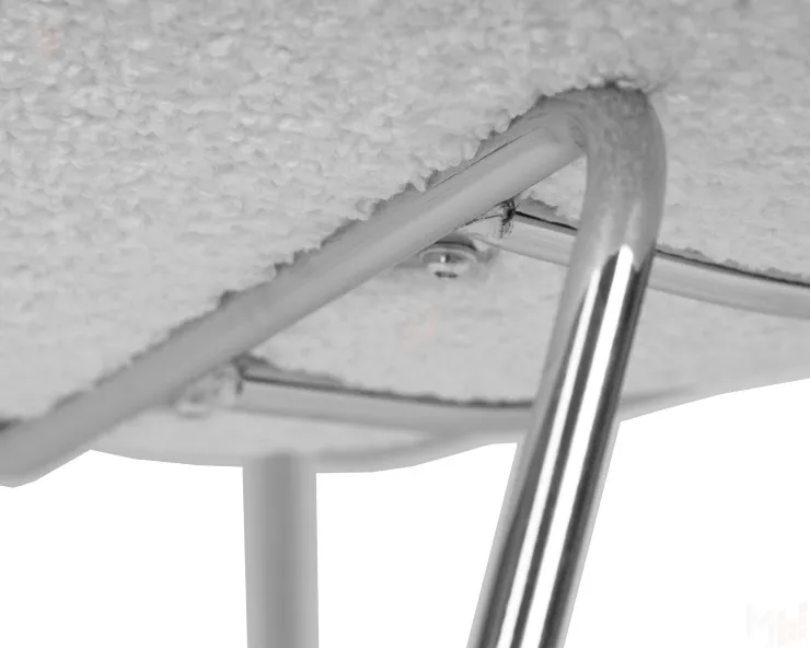 Кресло дизайнерское DOBRIN EMILY (белый (букле) ткань , хромированная сталь)