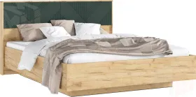 Ирис Кровать парящая 1,6м с ПМ с подсветкой (Браш Мени Грин/Дуб Крафт, Дуб Крафт)