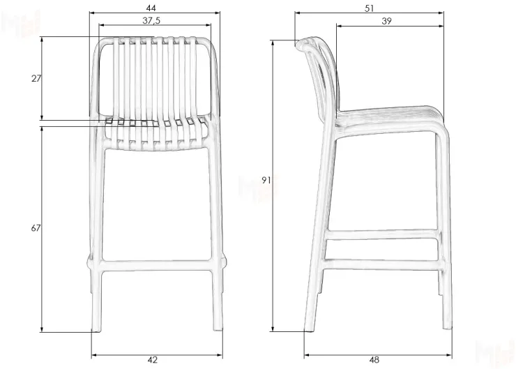 Стул полубарный DOBRIN CHLOE (бежевый)