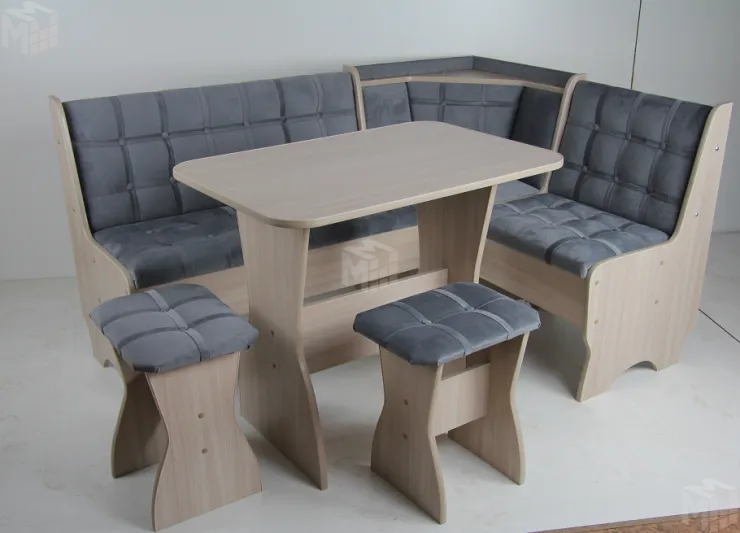 Кухонный уголок Аленка-17 (Ясень/велюр серый)