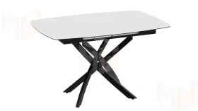 Стол обеденный раздвижной Манхеттен Т1 Черный муар, Стекло матовое белое
