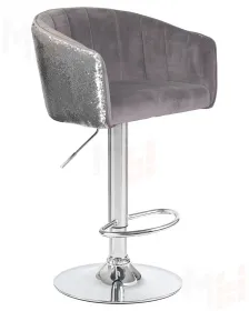 Стул барный DOBRIN DARCY SHINY (серый велюр с серебряными пайетками)