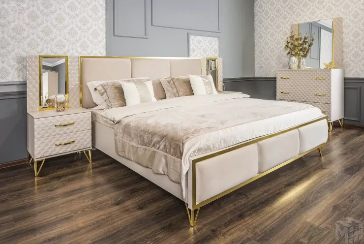 Кровать Lara 160x200 см бежевый глянец