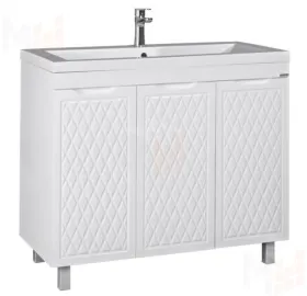 Тумба под умывальник "Andrea 100" 3D с корзиной для белья Домино