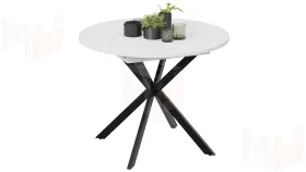 Стол обеденный раздвижной Мэдисон Тип 1 Черный муар, Белый