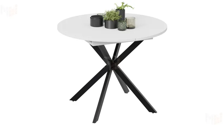 Стол обеденный раздвижной Мэдисон Тип 1 Черный муар, Белый