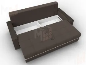 Диван прямой с декором Лига-096 НПБ ( Амур 05 коричневый/бежевый )