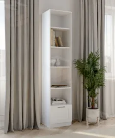 2.02.07.130.1 СИРИУС стеллаж 1 ящик 39х190 белый RU