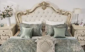 Кровать Мона Лиза 180х200 см с мягким изголовьем крем