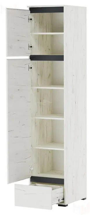 Пенал с ящиком  ГРЕТТА Д2С1Я  Дуб Крафт белый-Антрацит